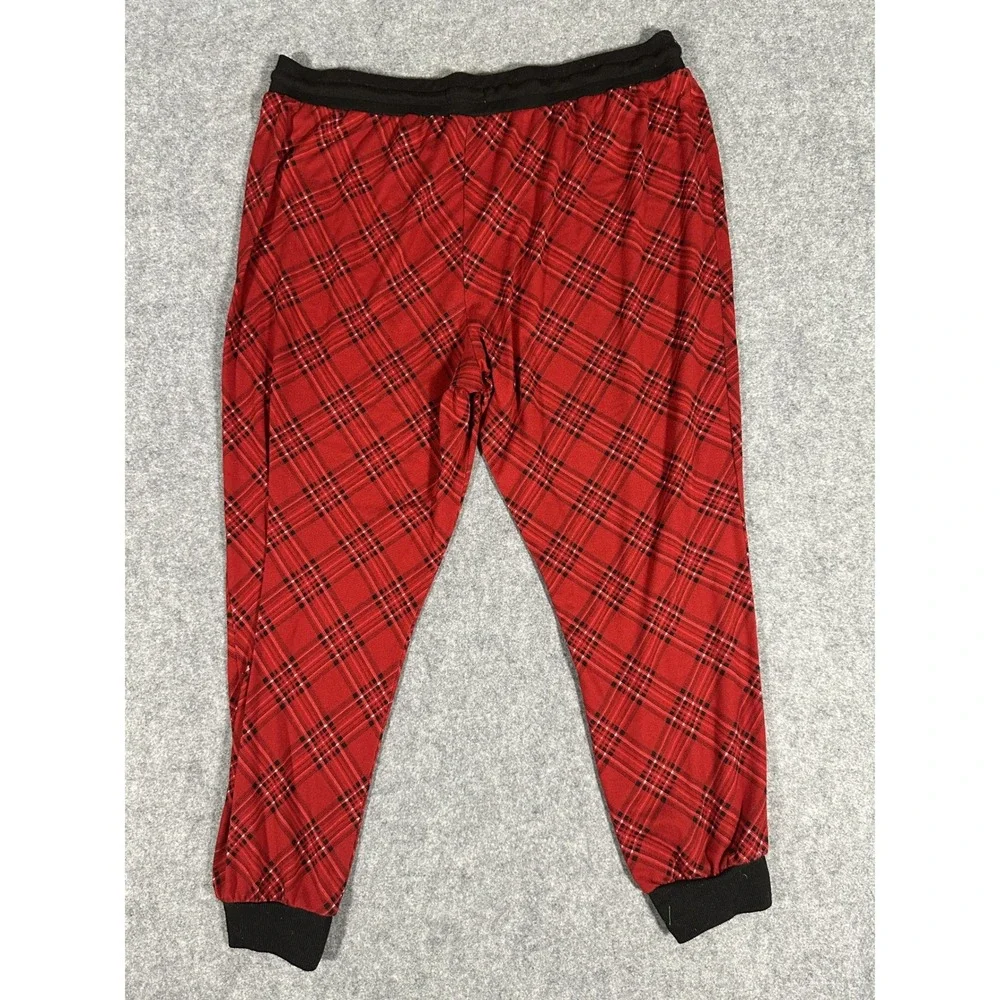 Maurices‎ Sleep Pajama Joggers 1X Red Plaid Ribbed Knit Drawstring Waist